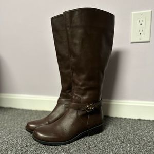 Me Too DeeDee Tall Brown Leather Riding Boots